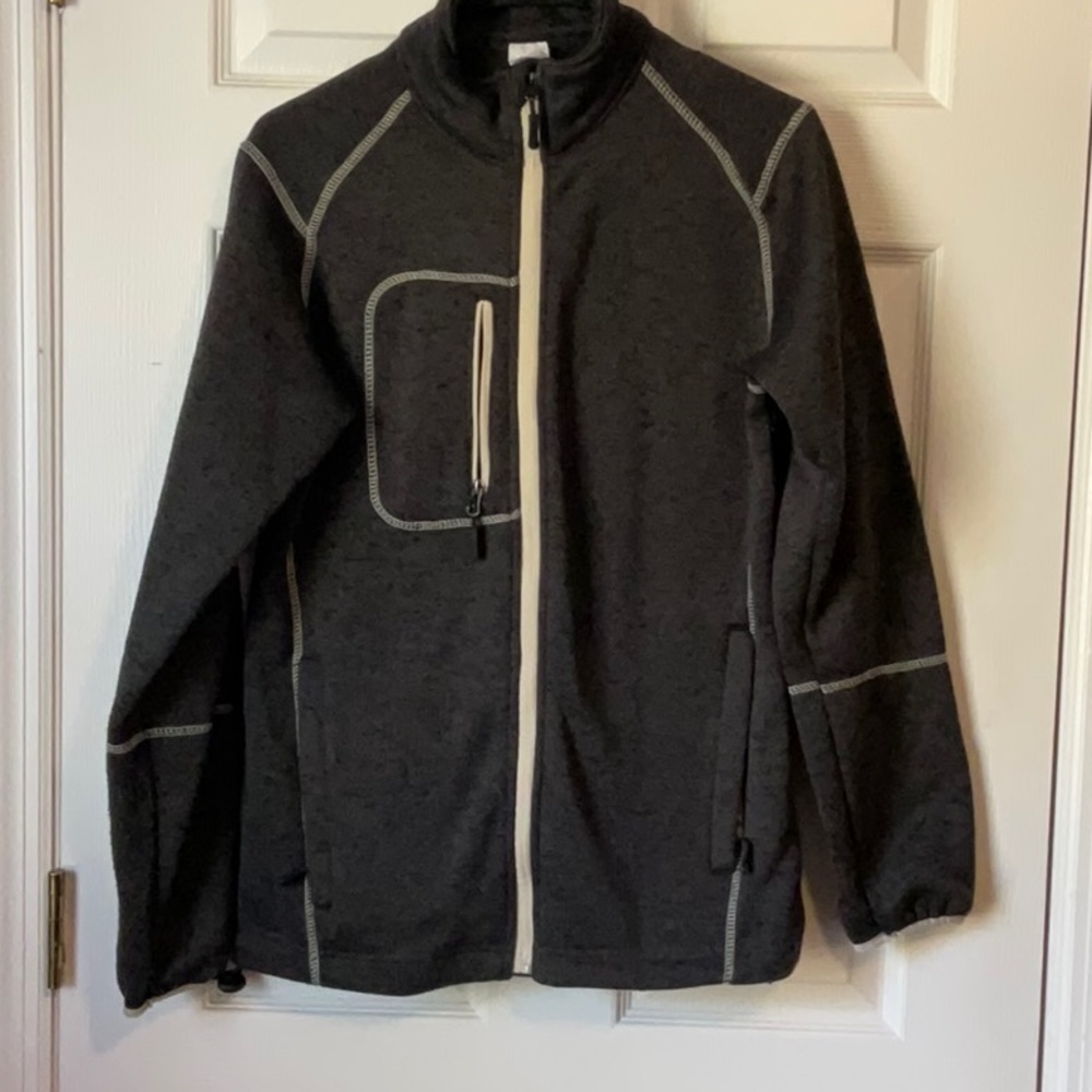 Crazy Apparel Men’s Black Gray Tone Lightweight Zipper Up Jacket Size Small